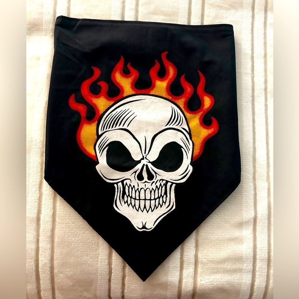 Motorcycle Riding Flaming Skull Half Face Mask for Wind Protection Velcr…​​​​